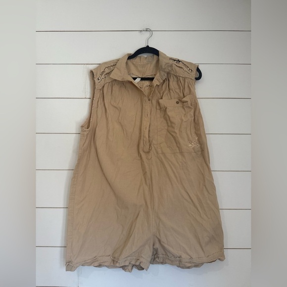 Intimately Free People Oversized Romper Embroidered The Jomo Festival Linen Sz S - Picture 2 of 14